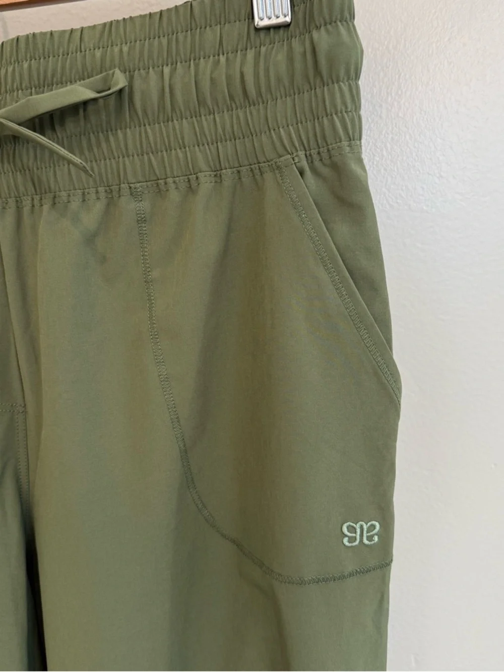 Olive Green Drawstring Joggers by Albion size medium tall - Picture 2 of 5
